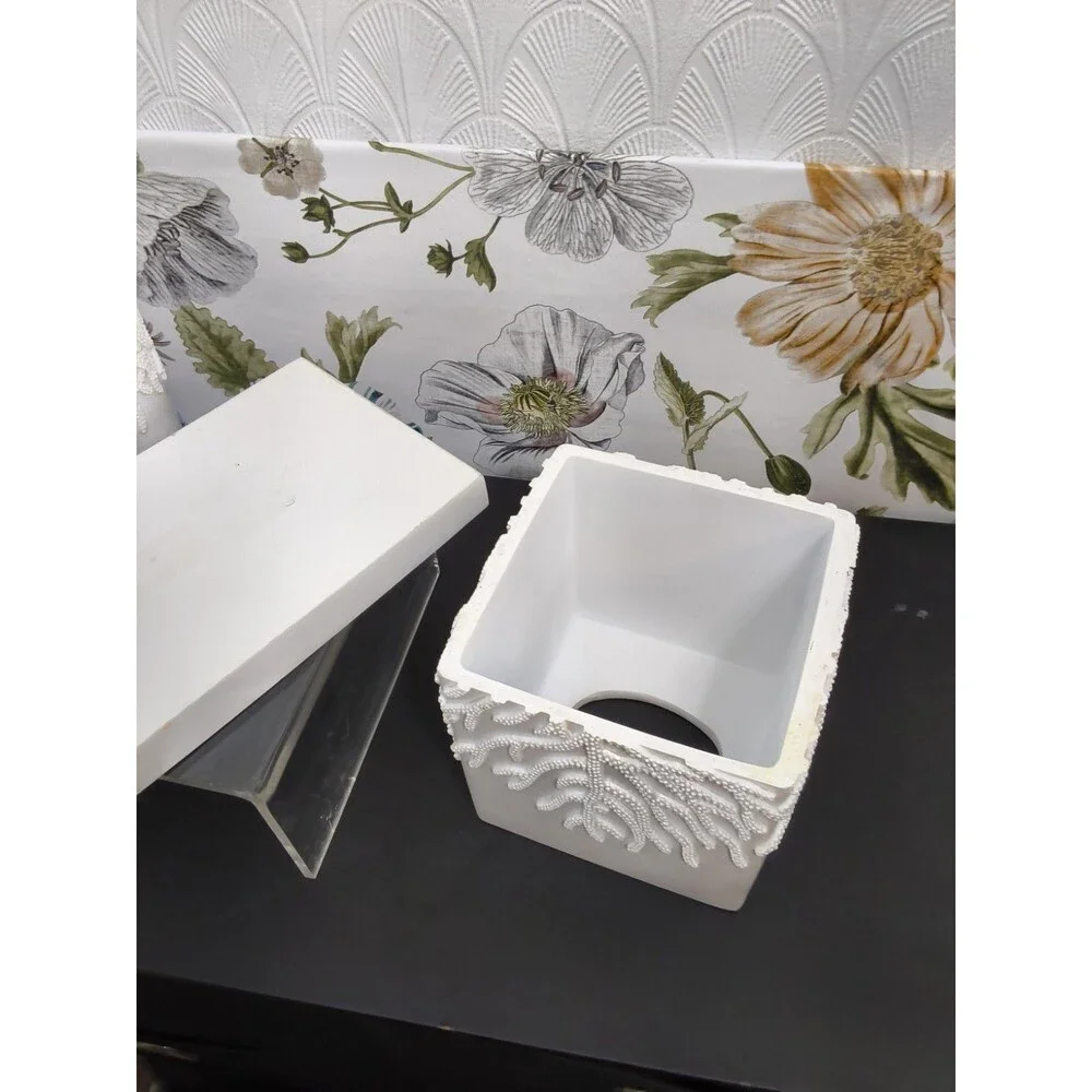 Pride Deco 3 Piece Bathroom Tissue Coral  Reef Set Pearl White